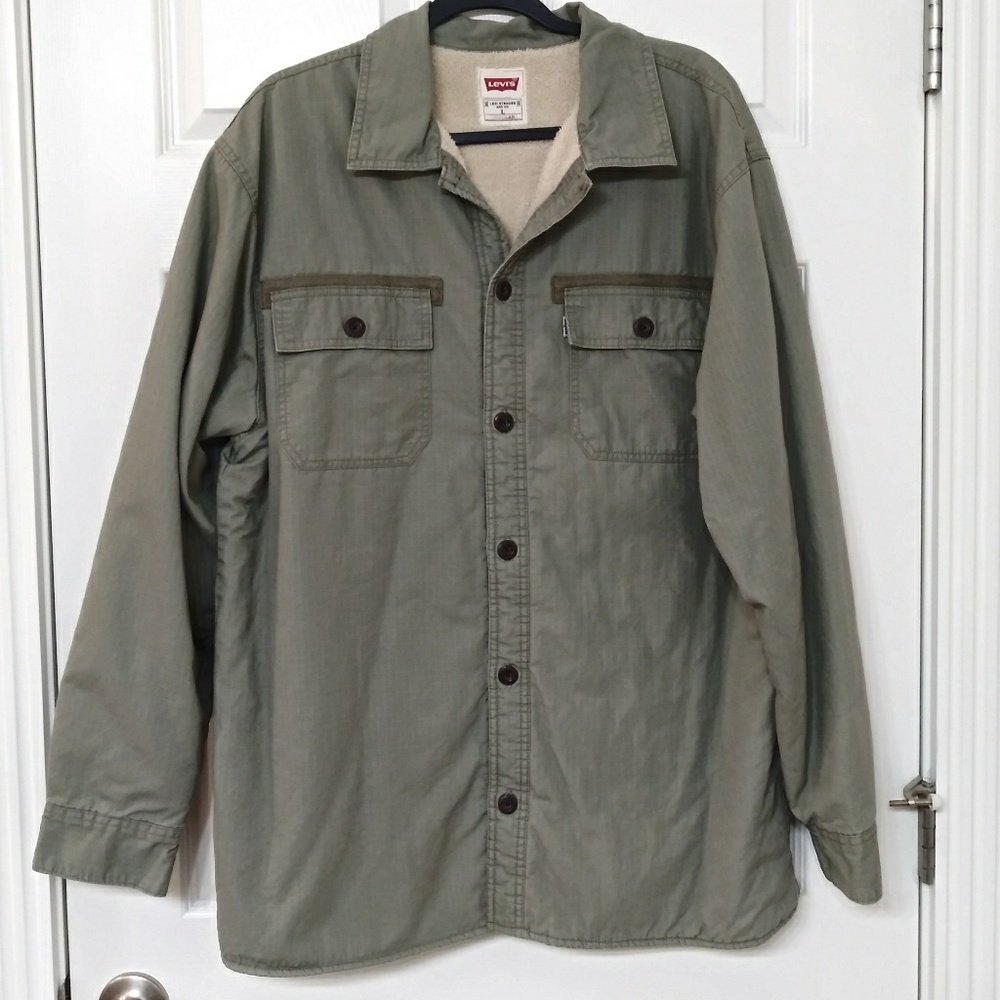 Levi's Army Green Button Down Warm Shirt